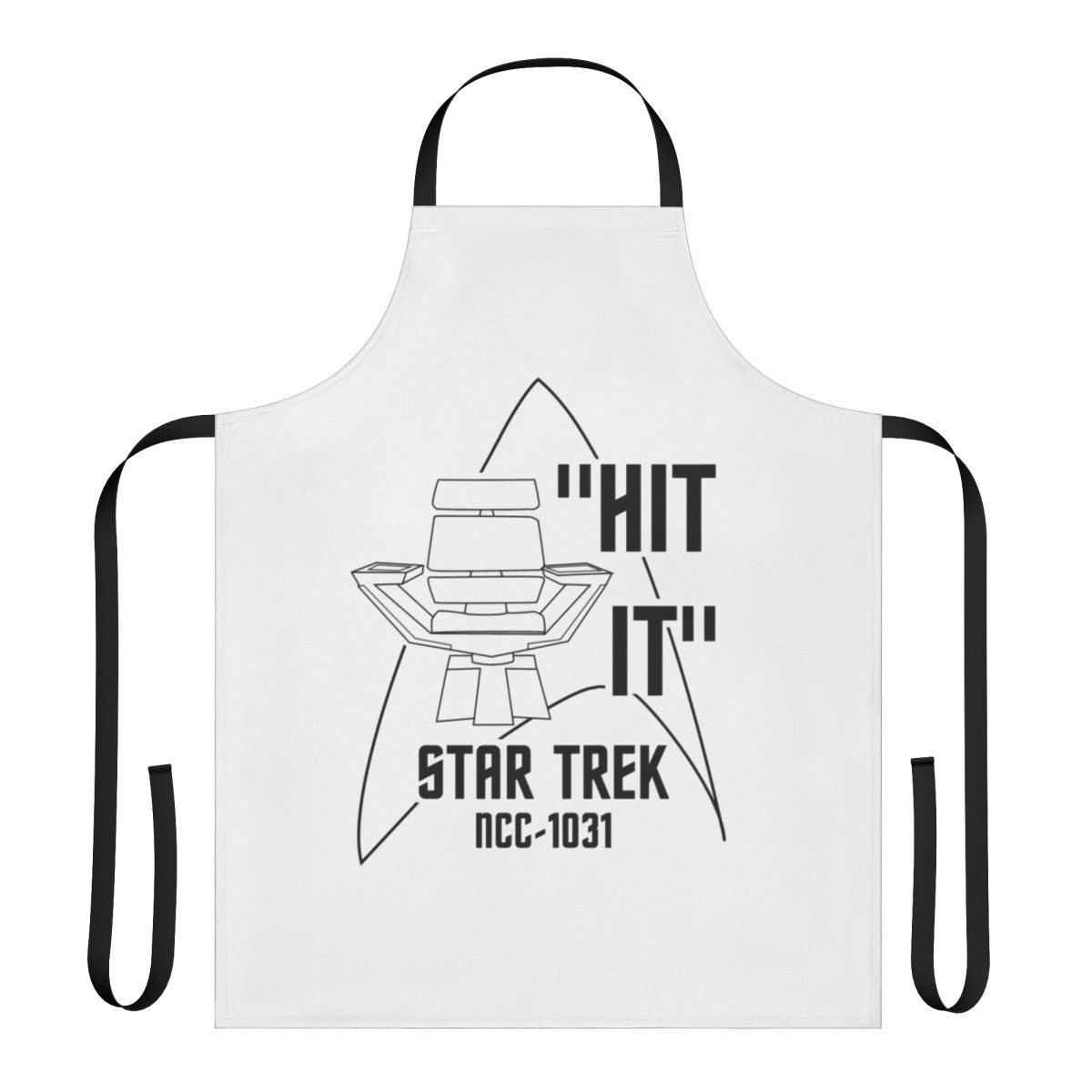 Retro-inspired Star Trek Discovery Captain Pike character design printed on a high-quality kitchen apron