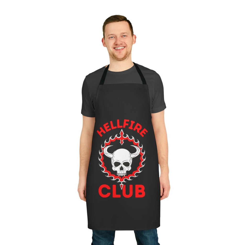 A stylized apron featuring the Stranger Things logo and retro 80s design