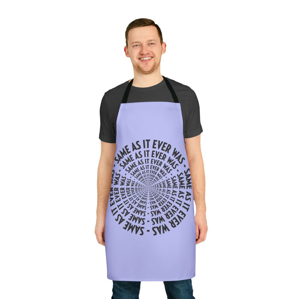 Retro-inspired apron featuring a Talking Heads-inspired design