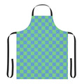 Teal and blue checkerboard apron with Earthbound gaming design