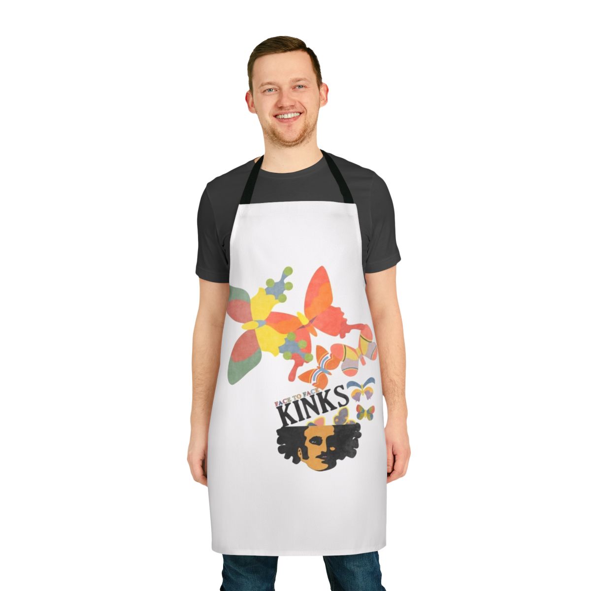 Retro apron featuring the iconic album cover art of The Kinks' Face to Face