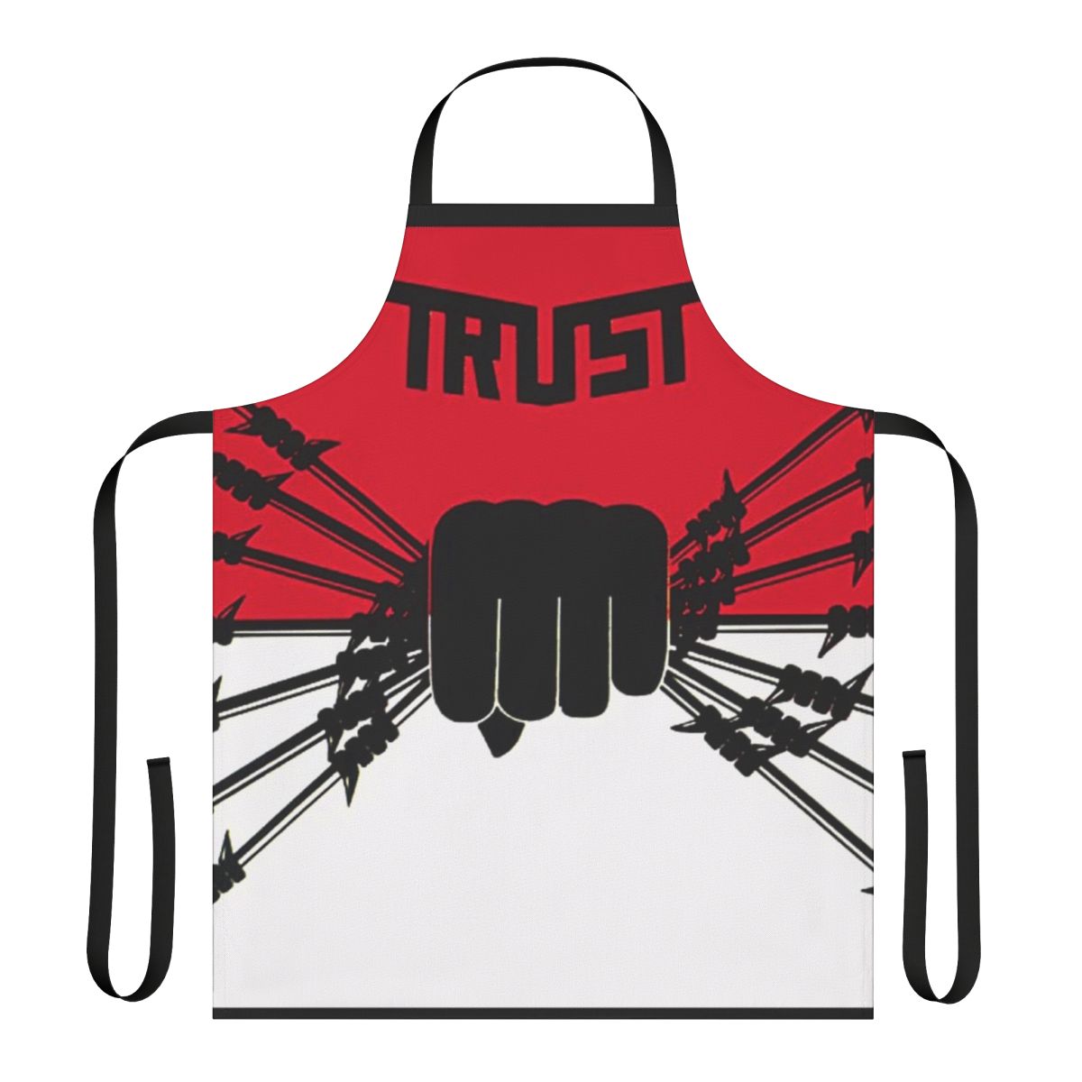 Apron featuring the Trust band logo and artwork inspired by their 1983 album