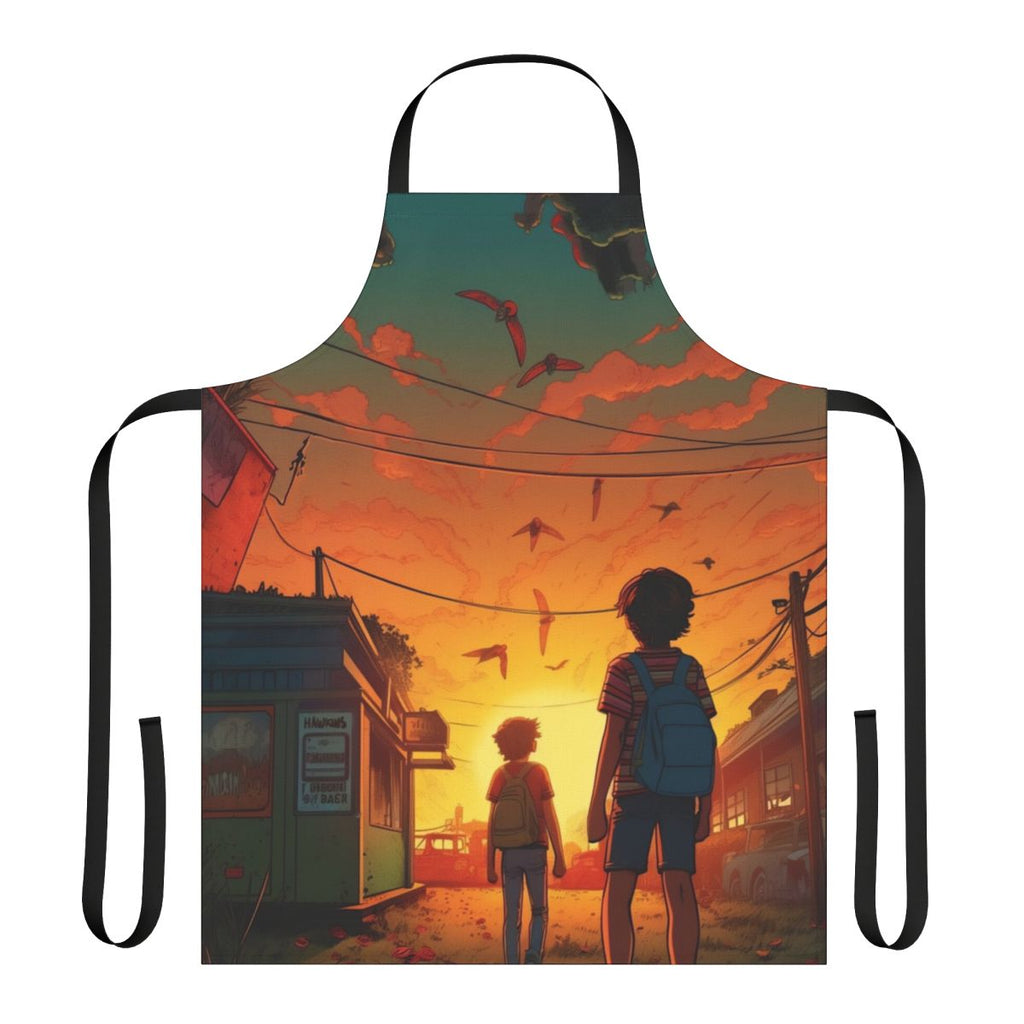 Apron featuring a vintage-style illustration of two kids from the Netflix series Stranger Things