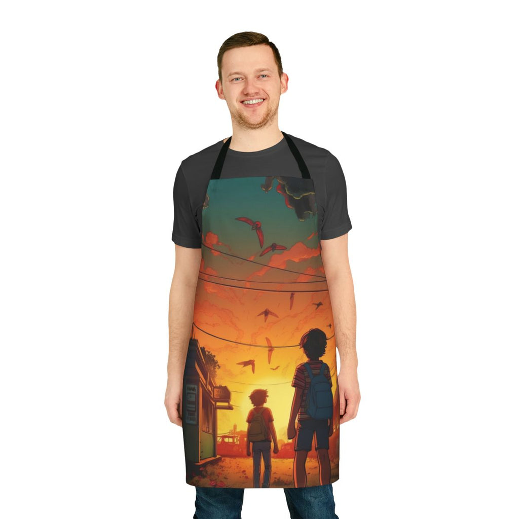 Apron featuring a vintage-style illustration of two kids from the Netflix series Stranger Things