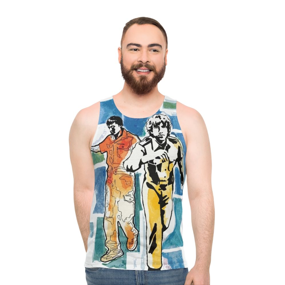 Retro-inspired unisex tank top with Air Moon Safari graphic design