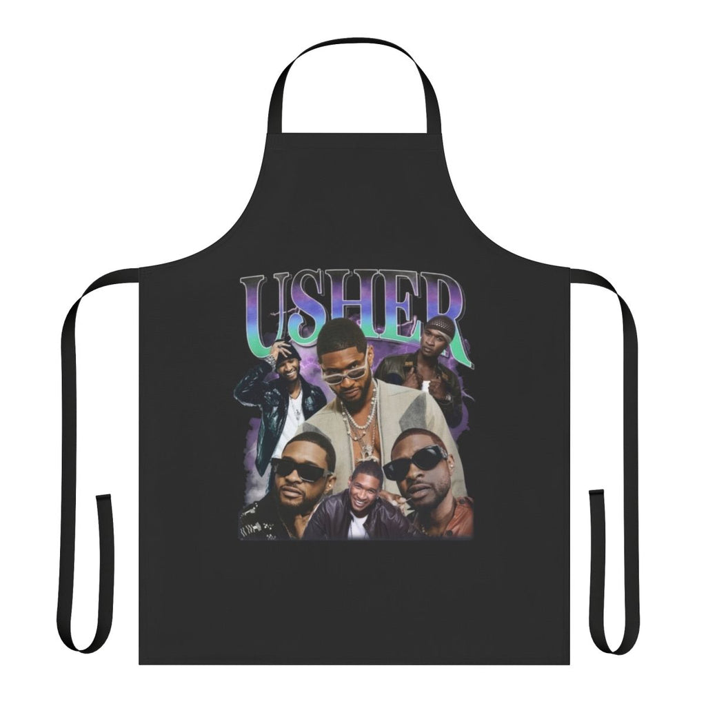 Retro-inspired apron featuring Usher, the popular R&B singer and songwriter