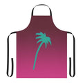 Vibrant Vaporwave-style apron featuring a palm tree design, inspired by the Hotline Miami video game.