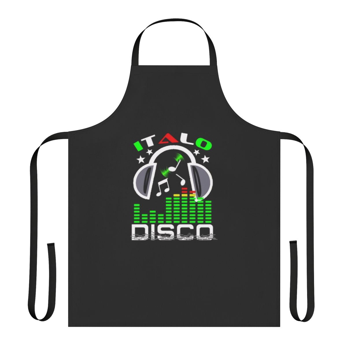 Italo Disco Black Apron with Retro Synthpop and 80s Music Vibe