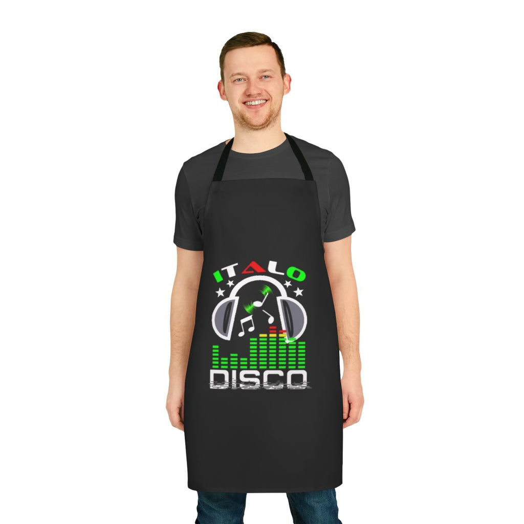 Italo Disco Black Apron with Retro Synthpop and 80s Music Vibe