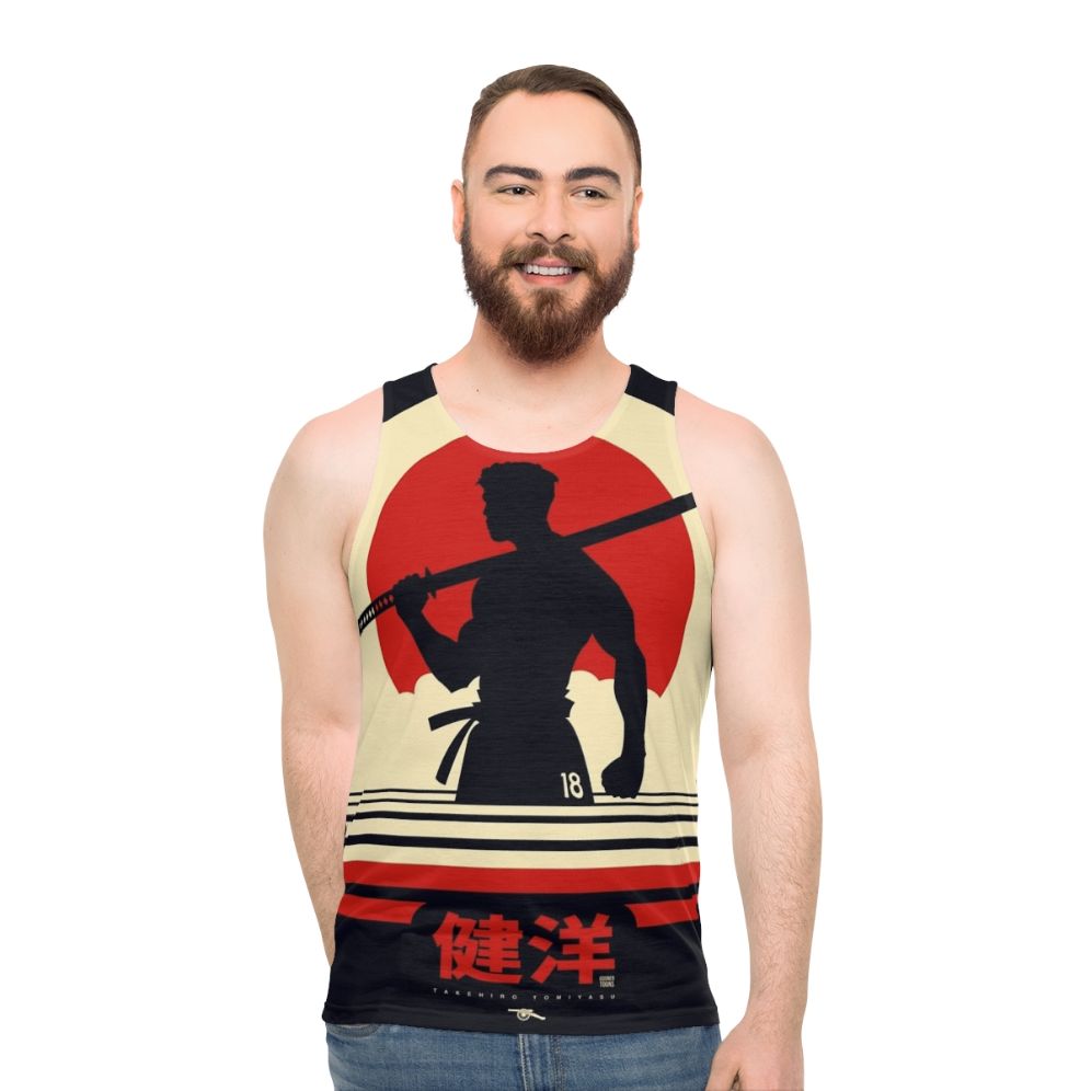 Retro Japanese Football Art Unisex Tank Top Featuring Takehiro Tomiyasu
