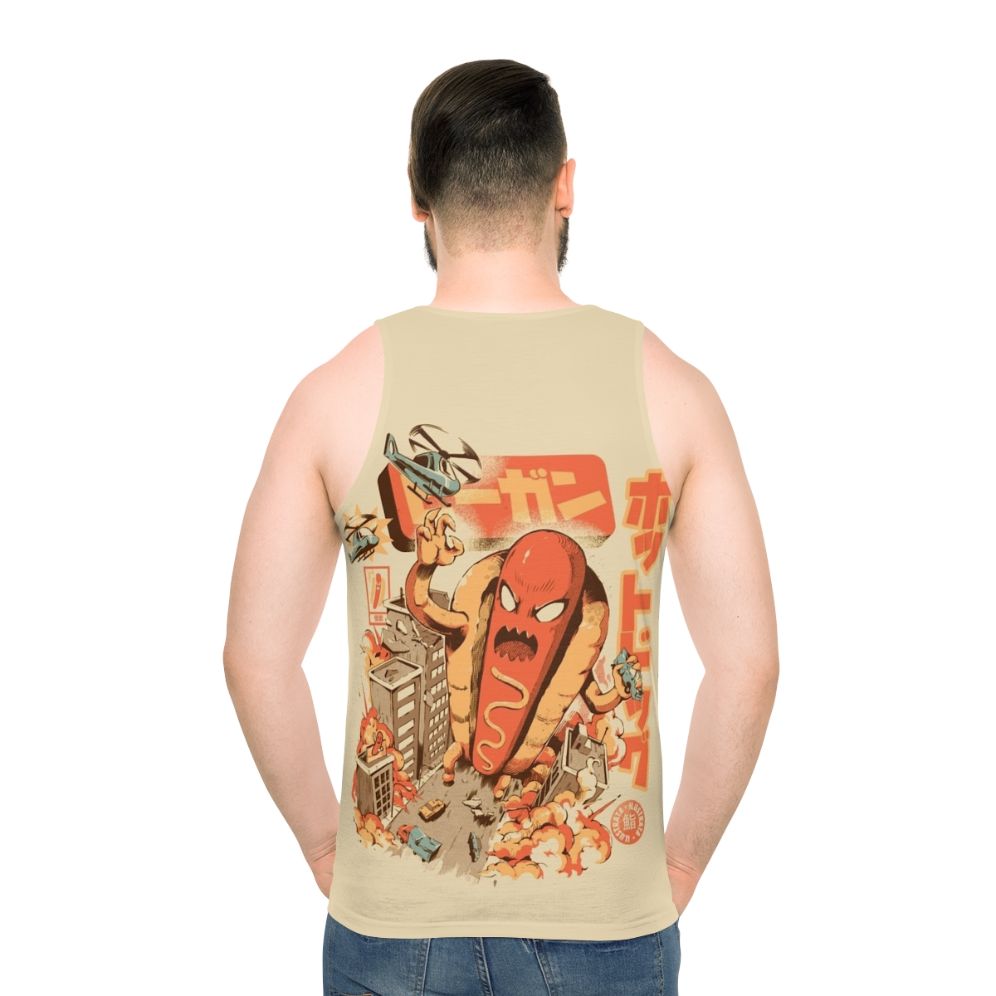 Retro Japanese inspired unisex hot dog graphic tank top