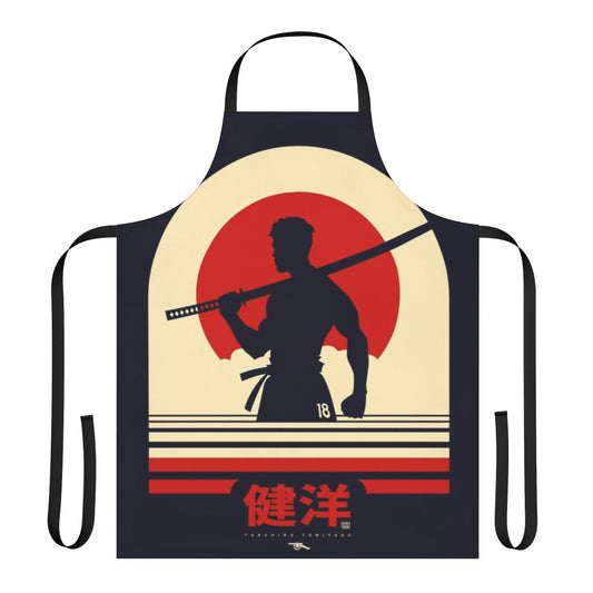 Apron featuring a retro-inspired illustration of Japanese footballer Takehiro Tomiyasu