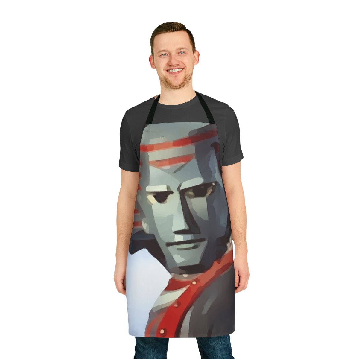 Retro-styled apron featuring a giant robot from Japanese science fiction