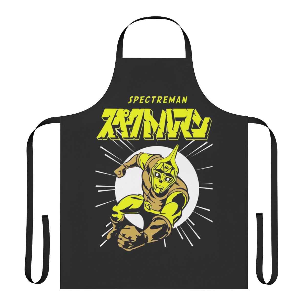 Retro-style apron featuring Spectreman, a classic Japanese superhero