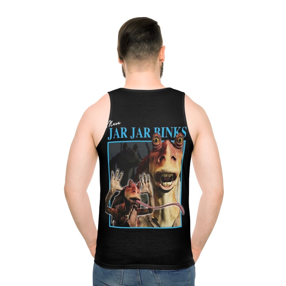 Retro Jar Jar Binks graphic on a unisex tank top