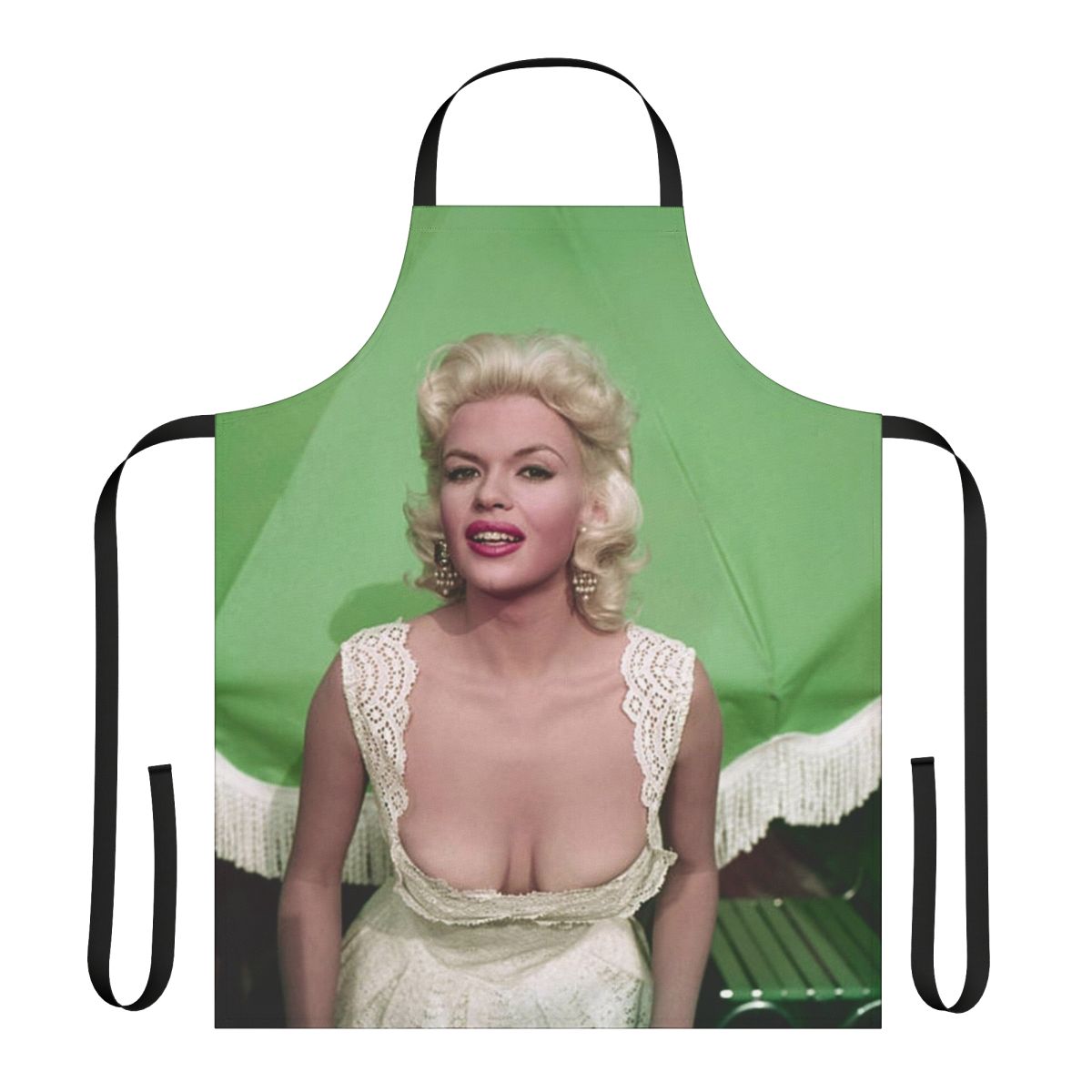 Vintage-style apron featuring a classic image of actress Jayne Mansfield