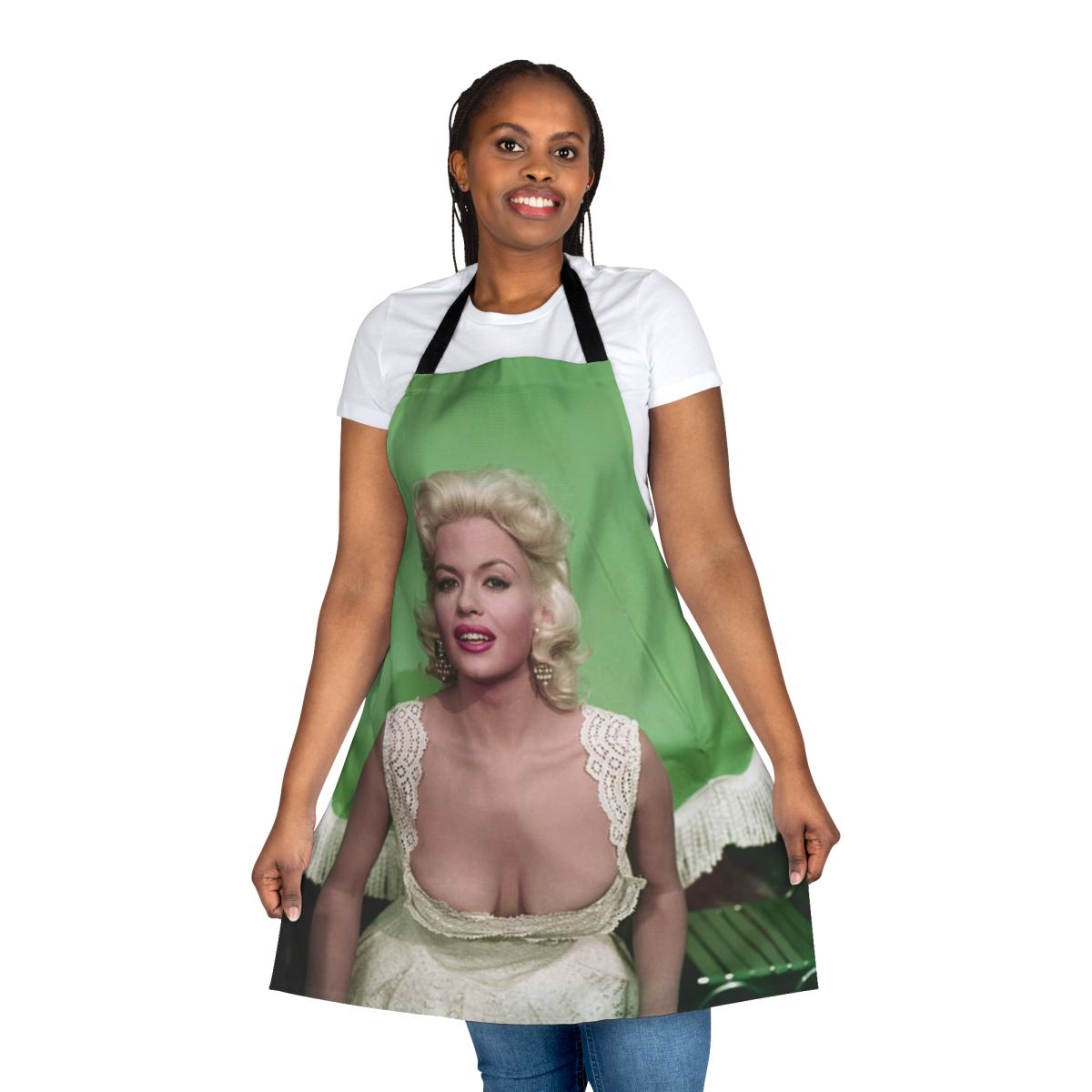 Vintage-style apron featuring a classic image of actress Jayne Mansfield