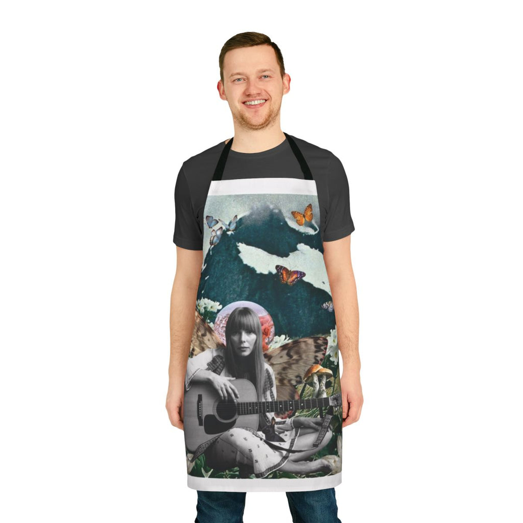 Joni Mitchell inspired retro apron with a classic folk and hippie style design