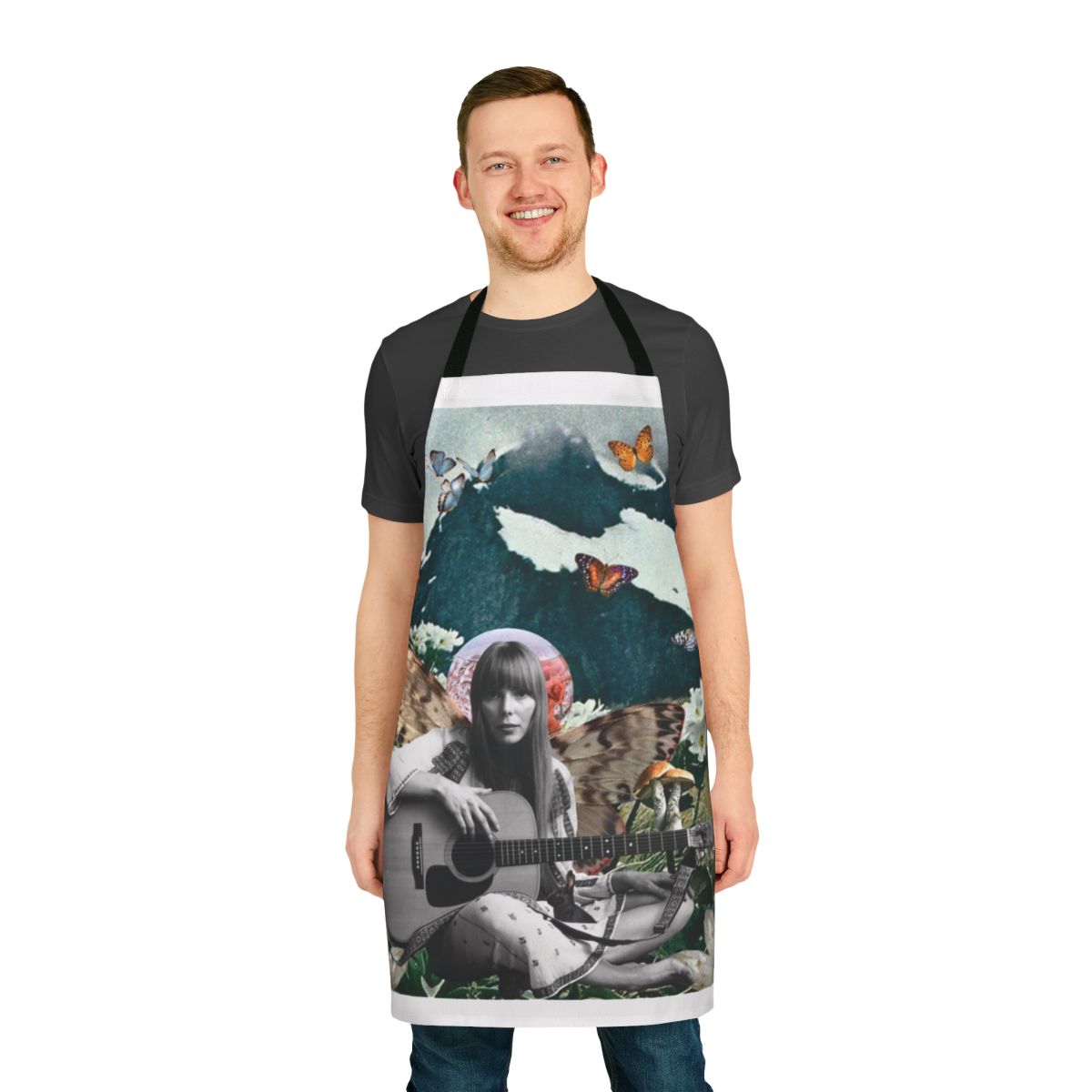 Joni Mitchell inspired retro apron with a classic folk and hippie style design
