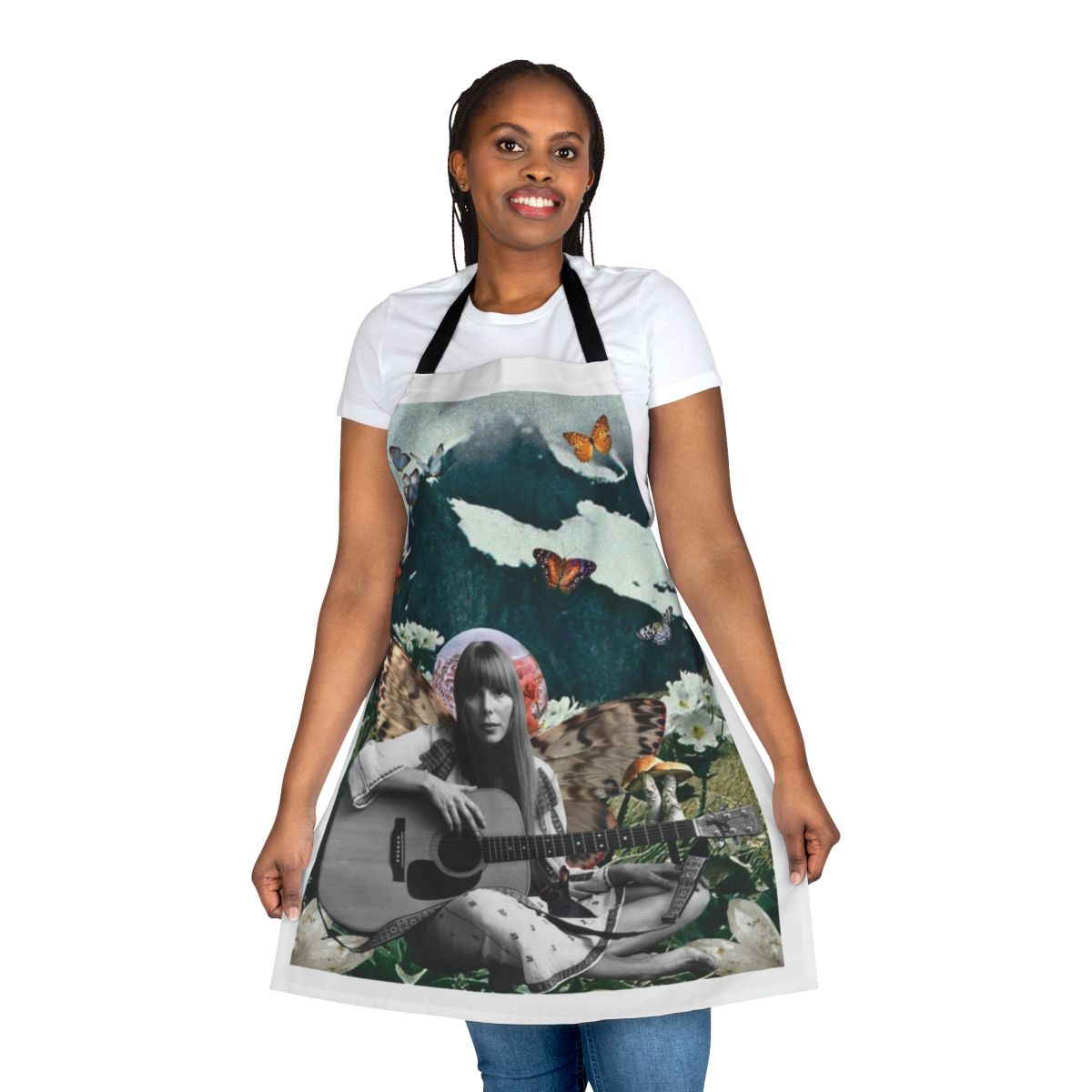 Joni Mitchell inspired retro apron with a classic folk and hippie style design