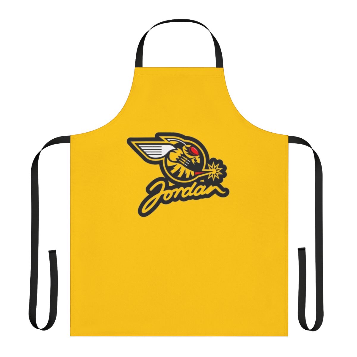 Vintage-style yellow apron with Jordan F1 team logo and branding