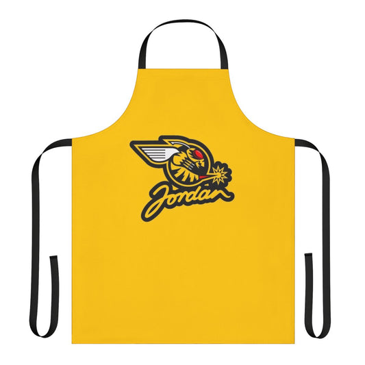 Vintage-style yellow apron with Jordan F1 team logo and branding
