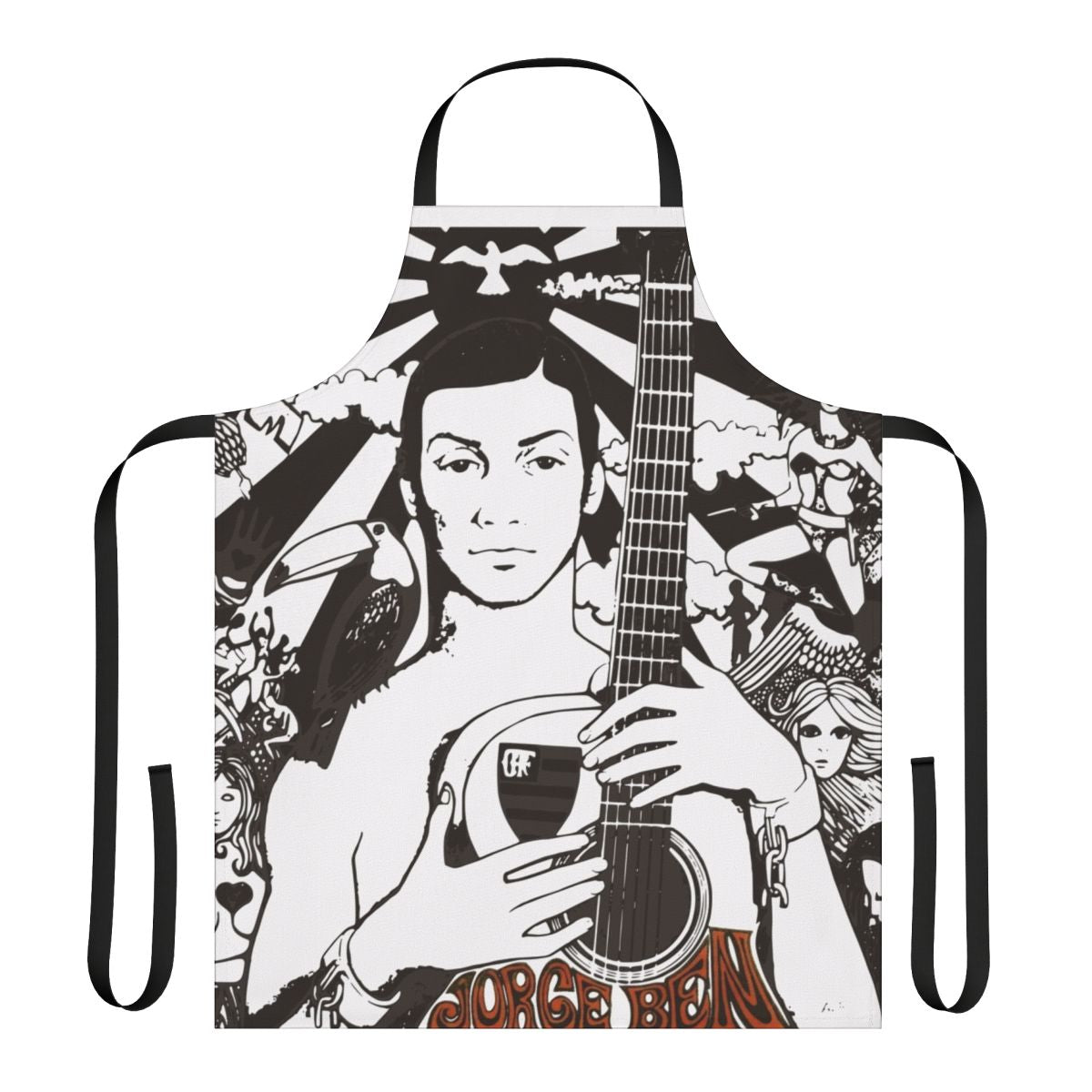 Retro-style apron featuring the artwork and style of Brazilian musician Jorge Ben Jor