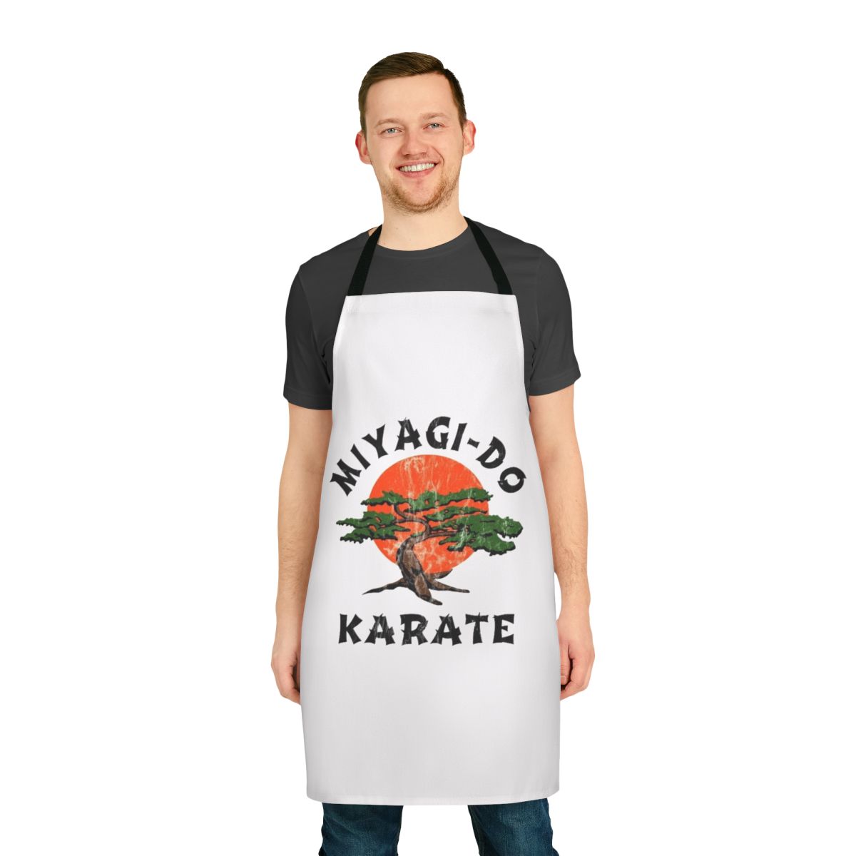 Distressed apron featuring Miyagi Do karate and martial arts design