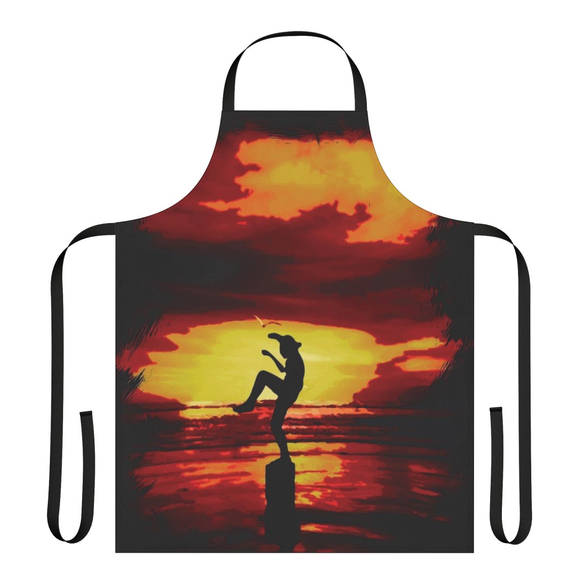 Cooking apron featuring the iconic crane kick scene from the classic 80s film The Karate Kid