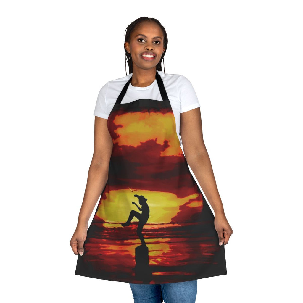 Cooking apron featuring the iconic crane kick scene from the classic 80s film The Karate Kid