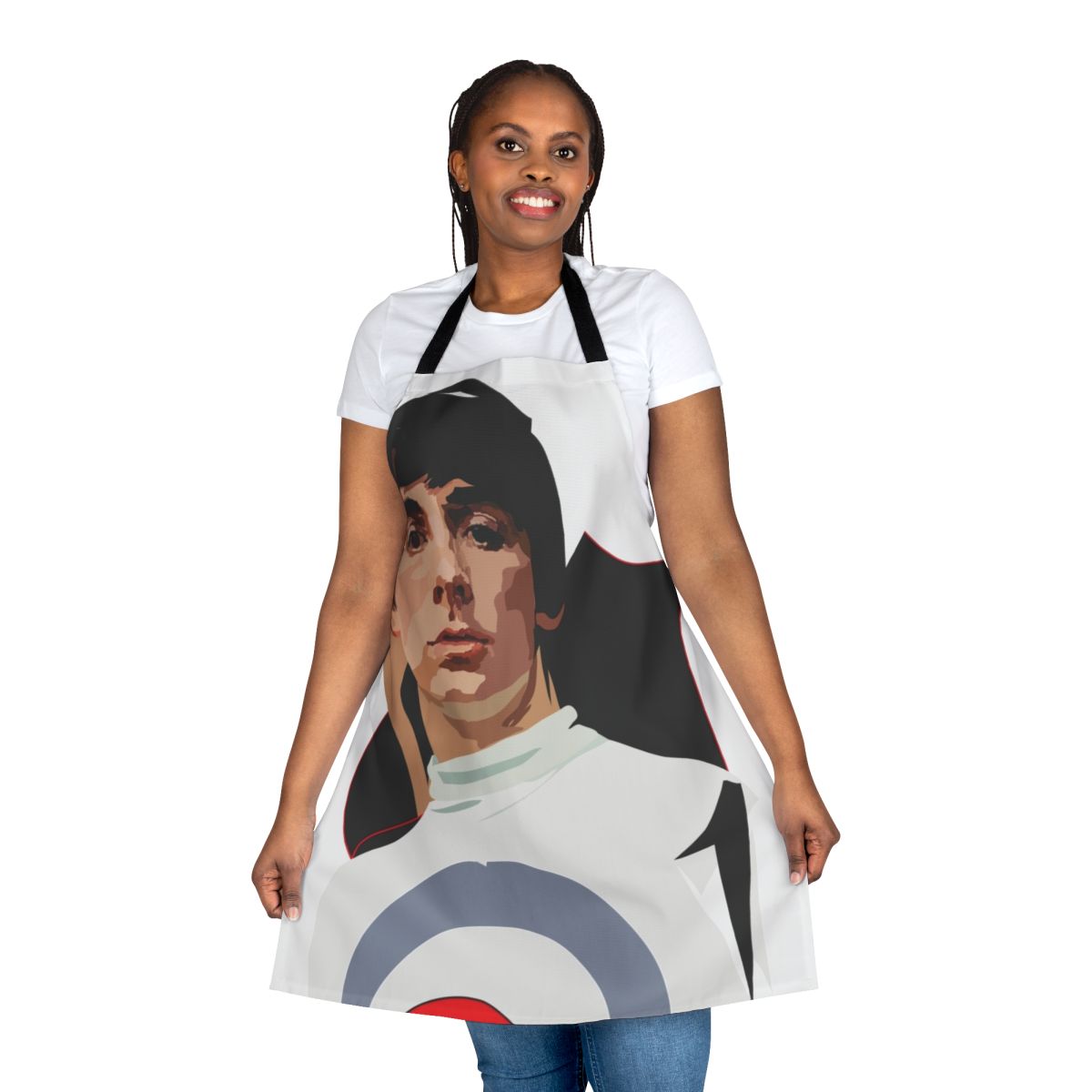 Retro Keith Moon inspired apron featuring the iconic drummer of The Who