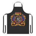 Retro-style Kiss band apron with flames and wings graphic