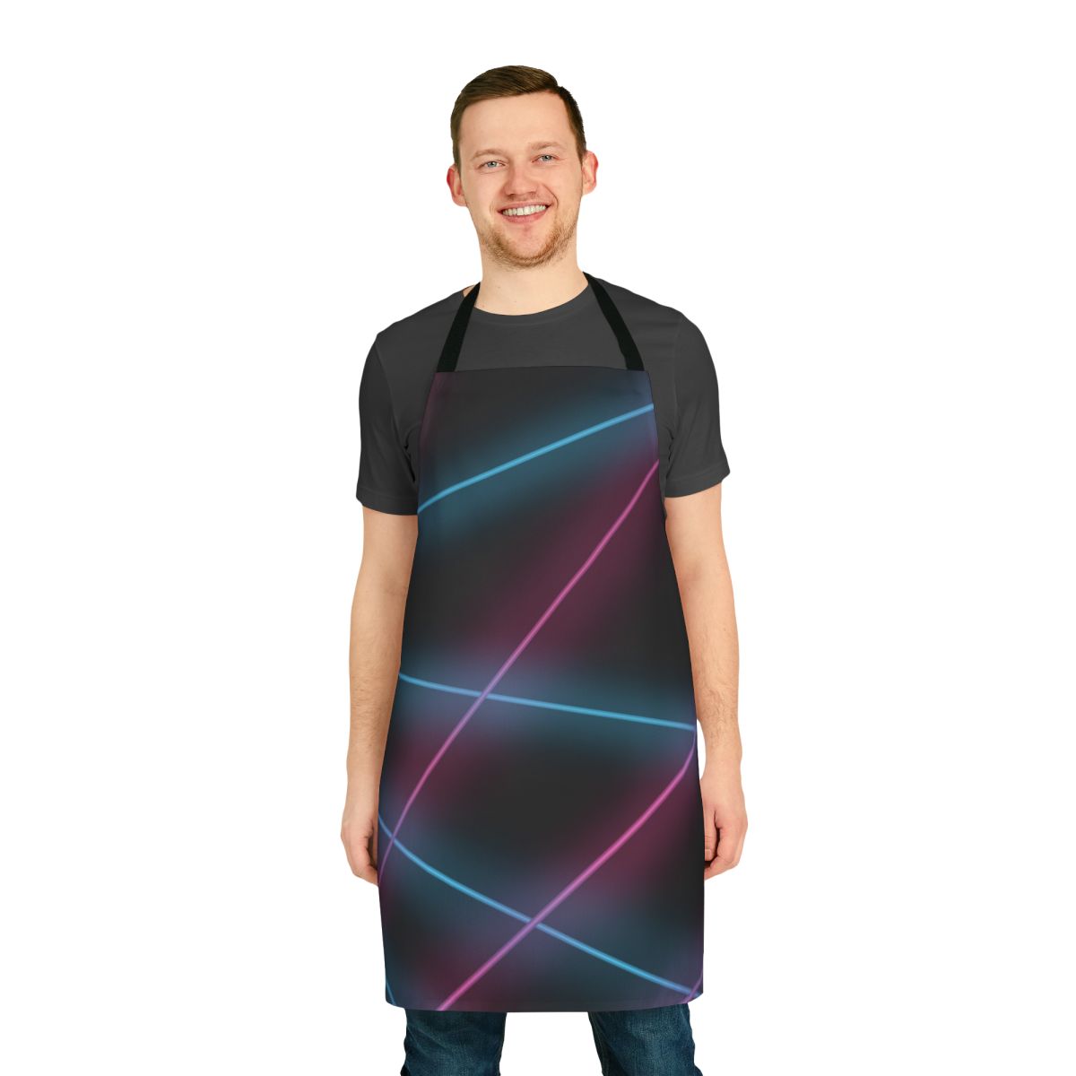 Retro laser grid backdrop apron with vaporwave inspired aesthetic for school photos