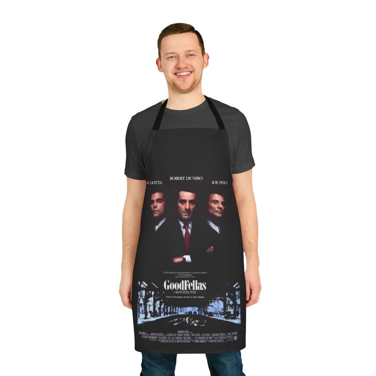 Retro-style apron featuring an iconic Goodfellas movie poster design
