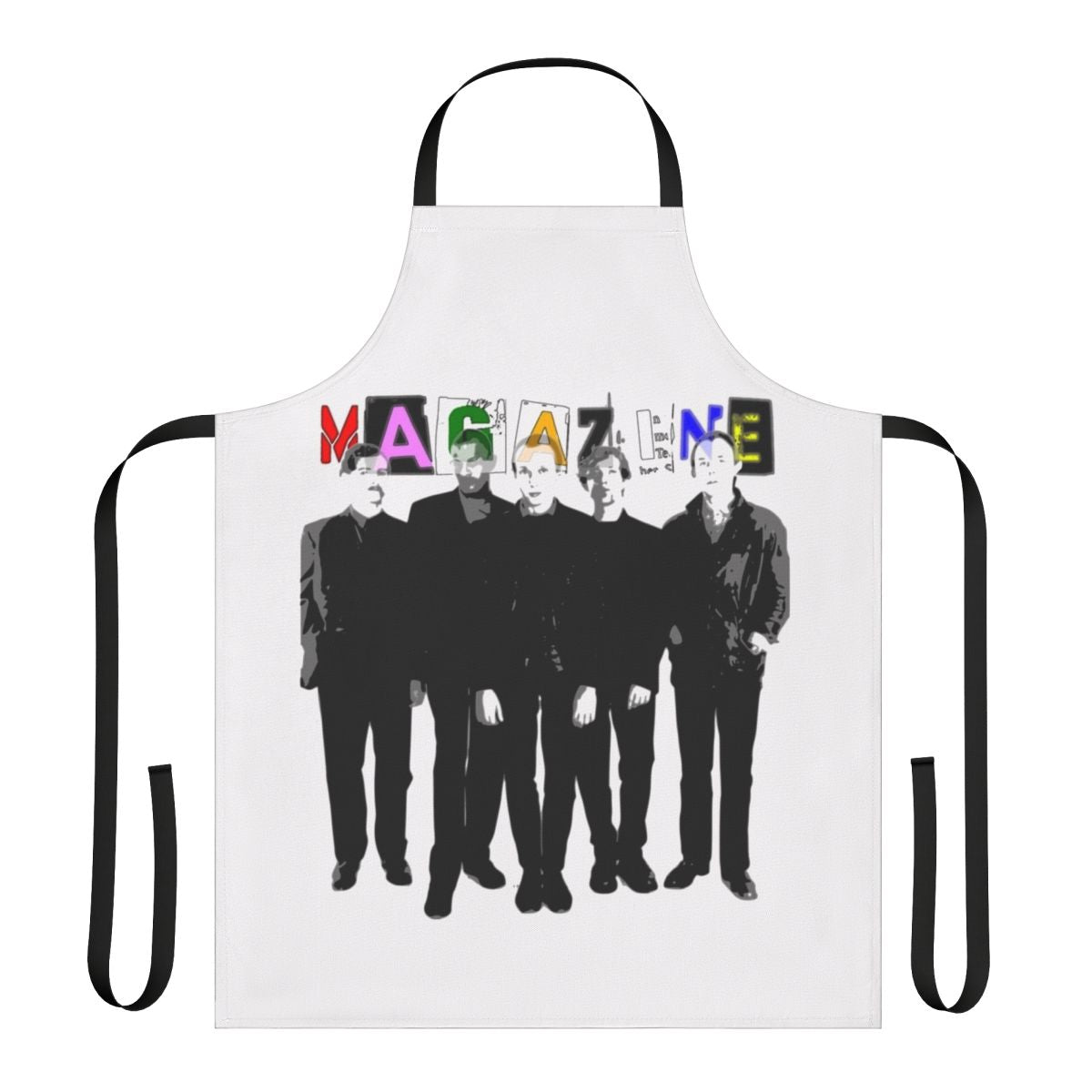 Retro apron featuring post punk music pioneers like Buzzcocks and Magazine