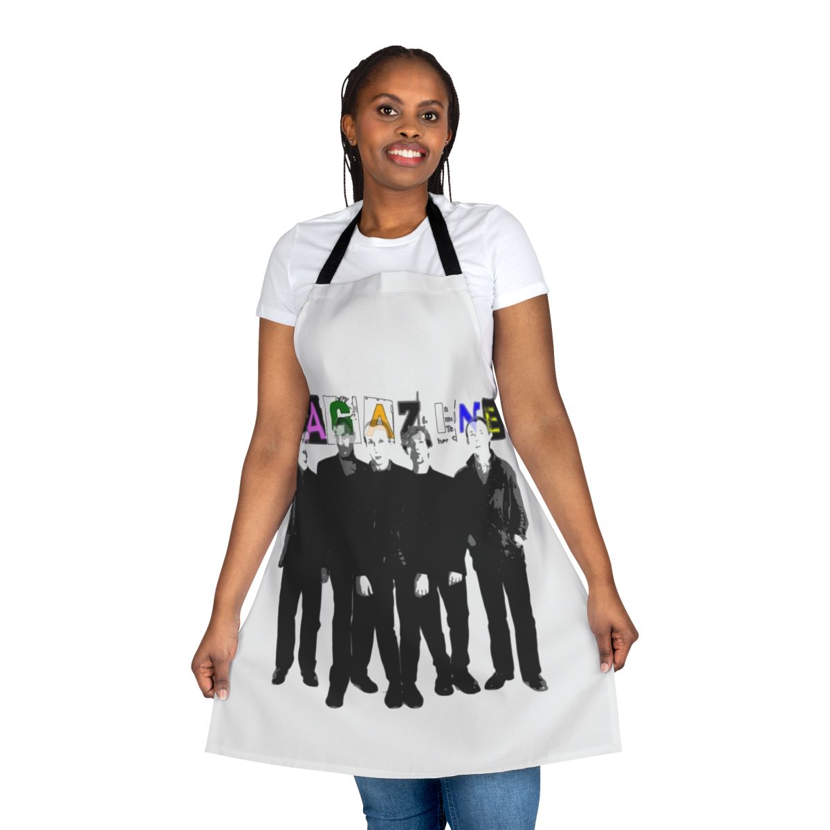 Retro apron featuring post punk music pioneers like Buzzcocks and Magazine