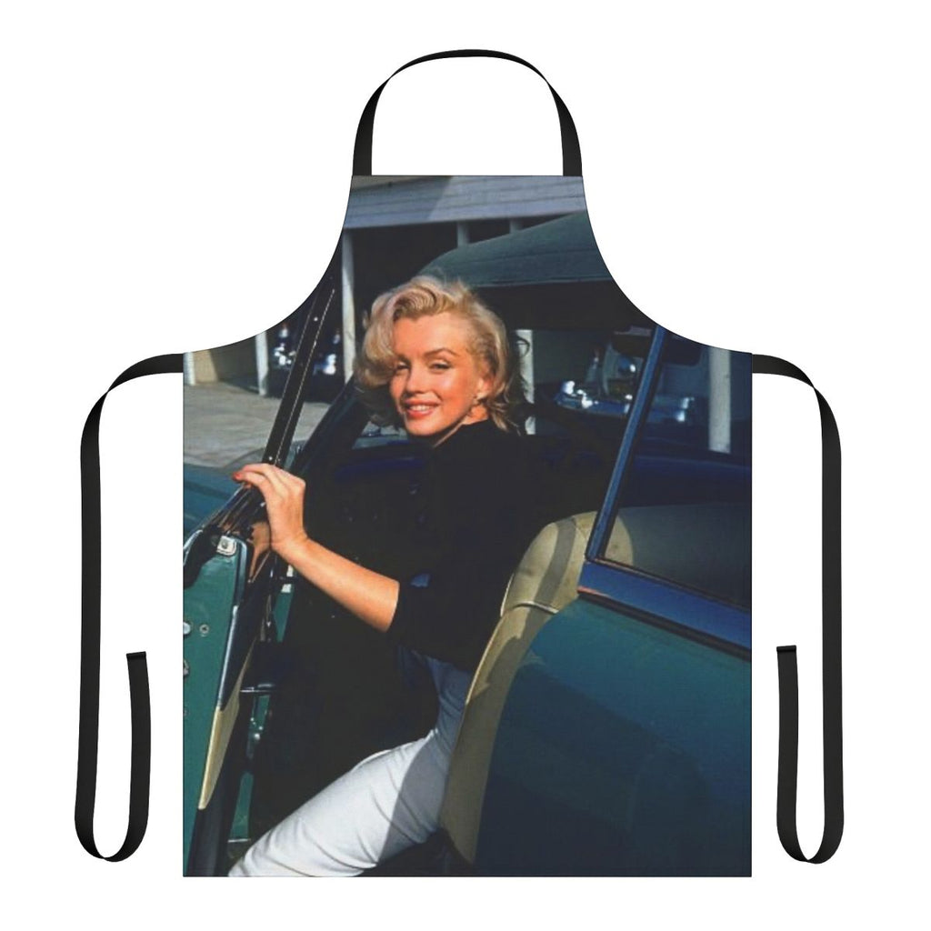 Retro-styled apron featuring a portrait of Marilyn Monroe, the iconic Hollywood actress