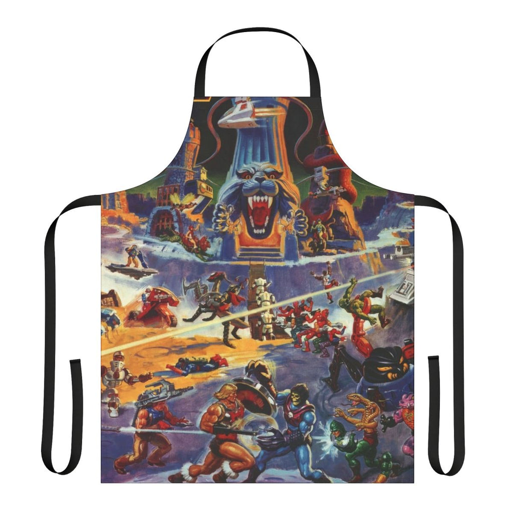 Retro Masters of the Universe themed superhero kitchen apron