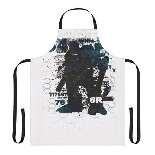 Retro mech inspired apron with futuristic engineering and industrial design