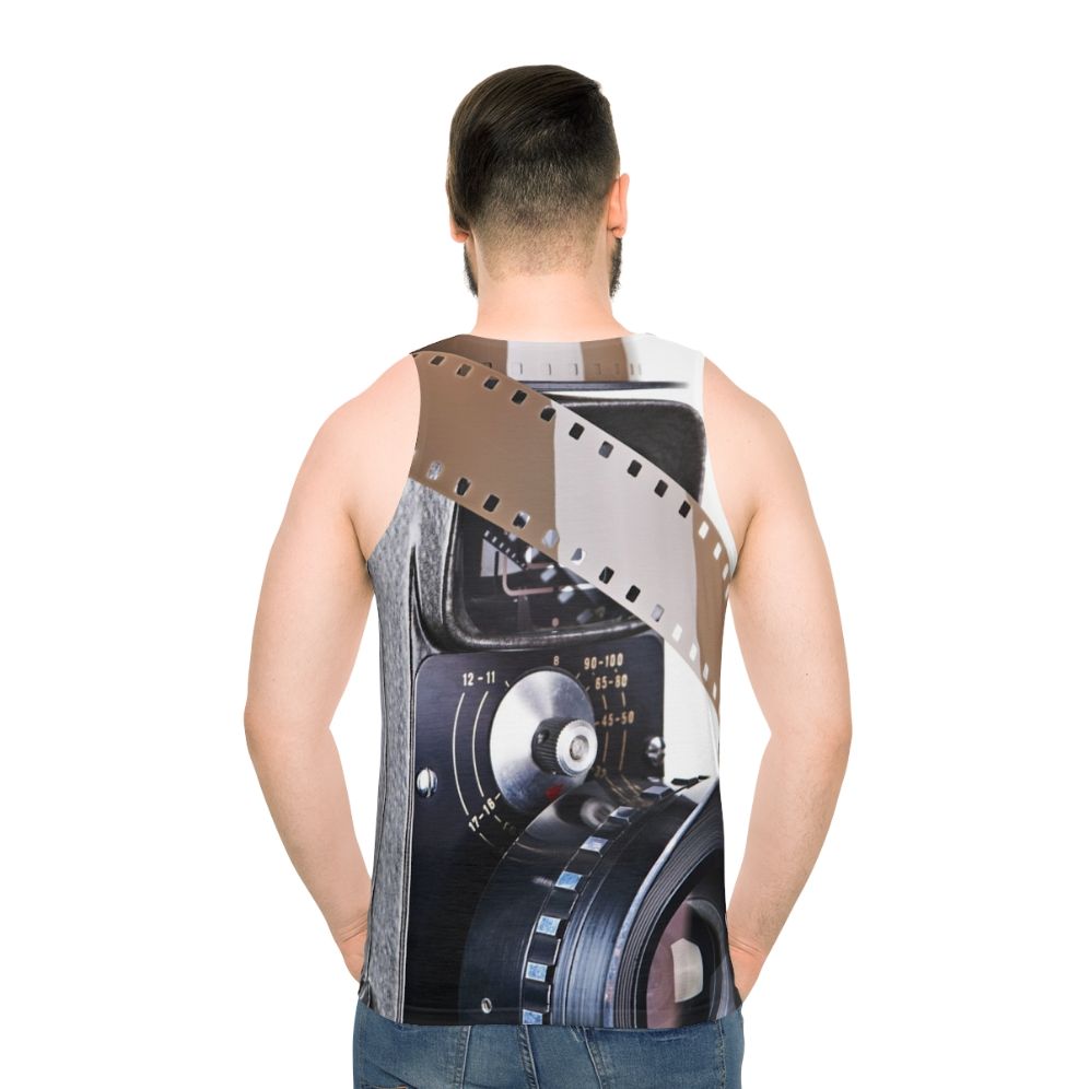 Retro mechanical movie camera and film unisex tank top