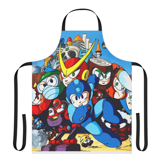 Apron featuring classic Mega Man video game-inspired artwork and design