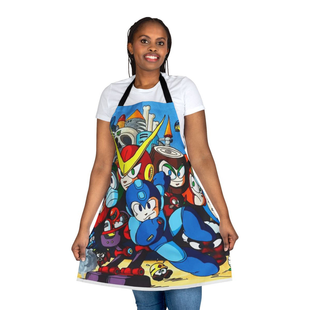 Apron featuring classic Mega Man video game-inspired artwork and design