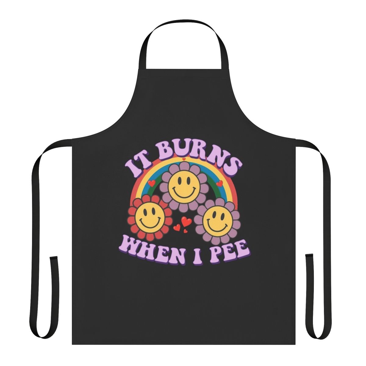 Retro-styled 'It Burns When I Pee' meme printed on a high-quality apron