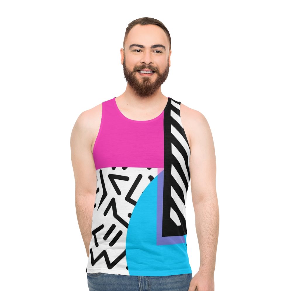 Retro Memphis abstract geometric unisex tank top