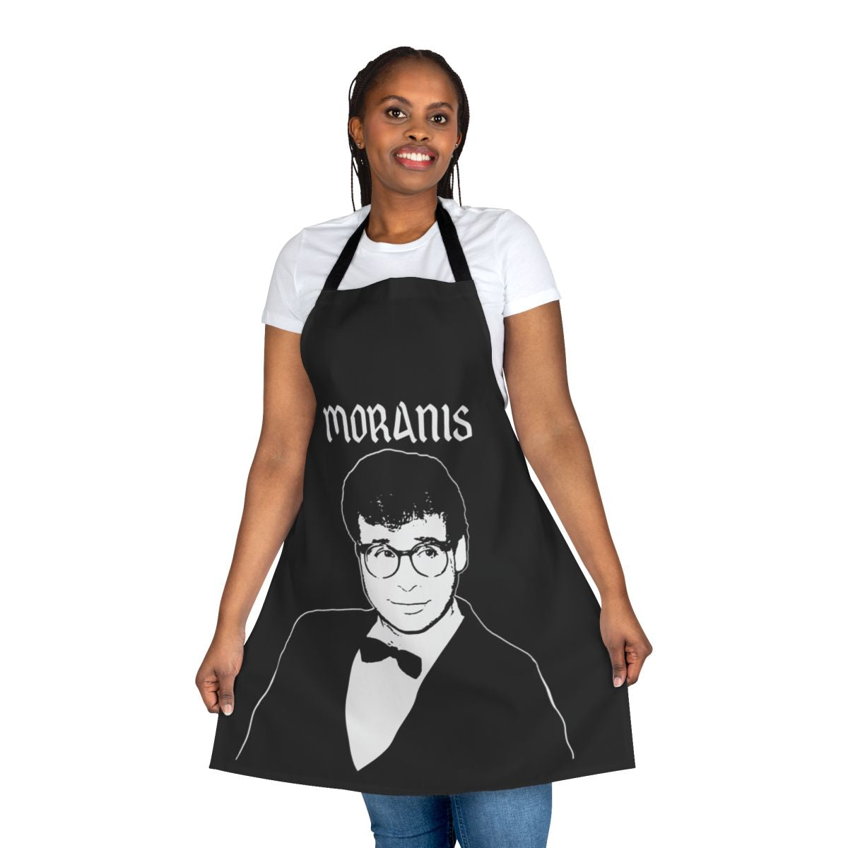 Retro metal apron featuring a stylized design inspired by the iconic comedic performances of Rick Moranis