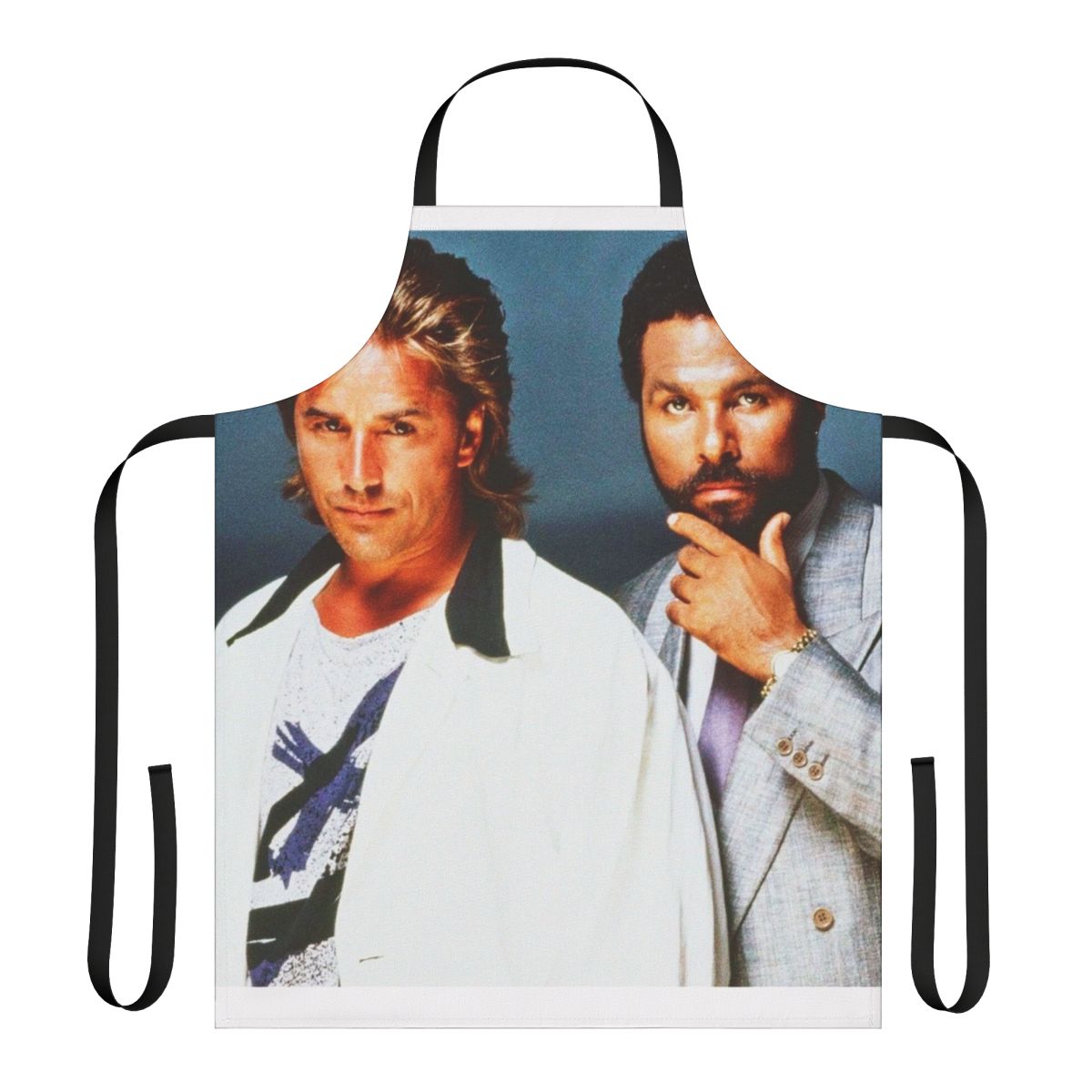 Vibrant Miami Vice-inspired apron featuring an iconic 80s movie car