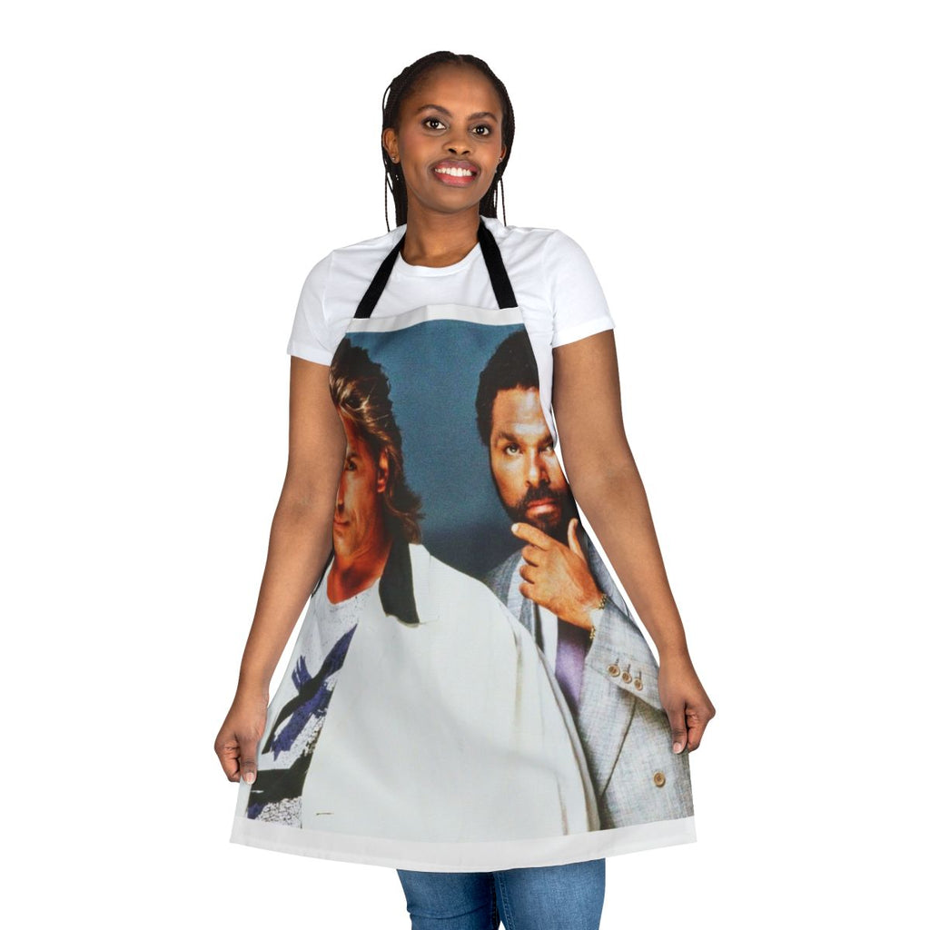 Vibrant Miami Vice-inspired apron featuring an iconic 80s movie car