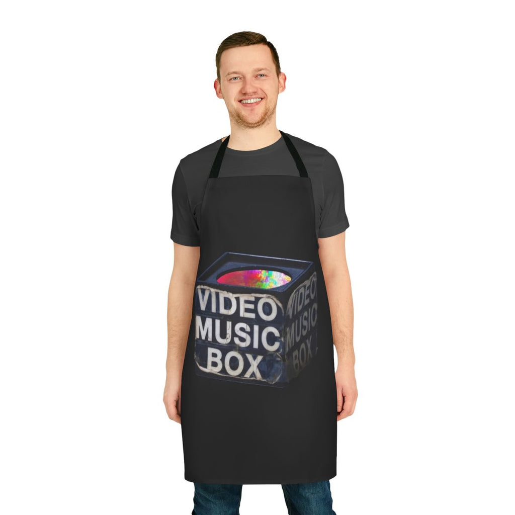 Vintage-style apron with a classic microphone box design, perfect for music enthusiasts in the kitchen.