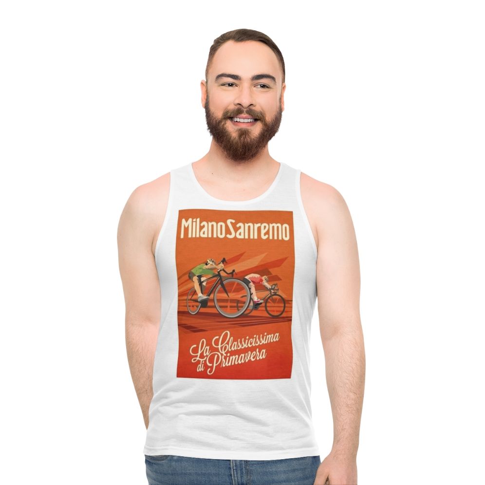Retro Milan San Remo cycling unisex tank top