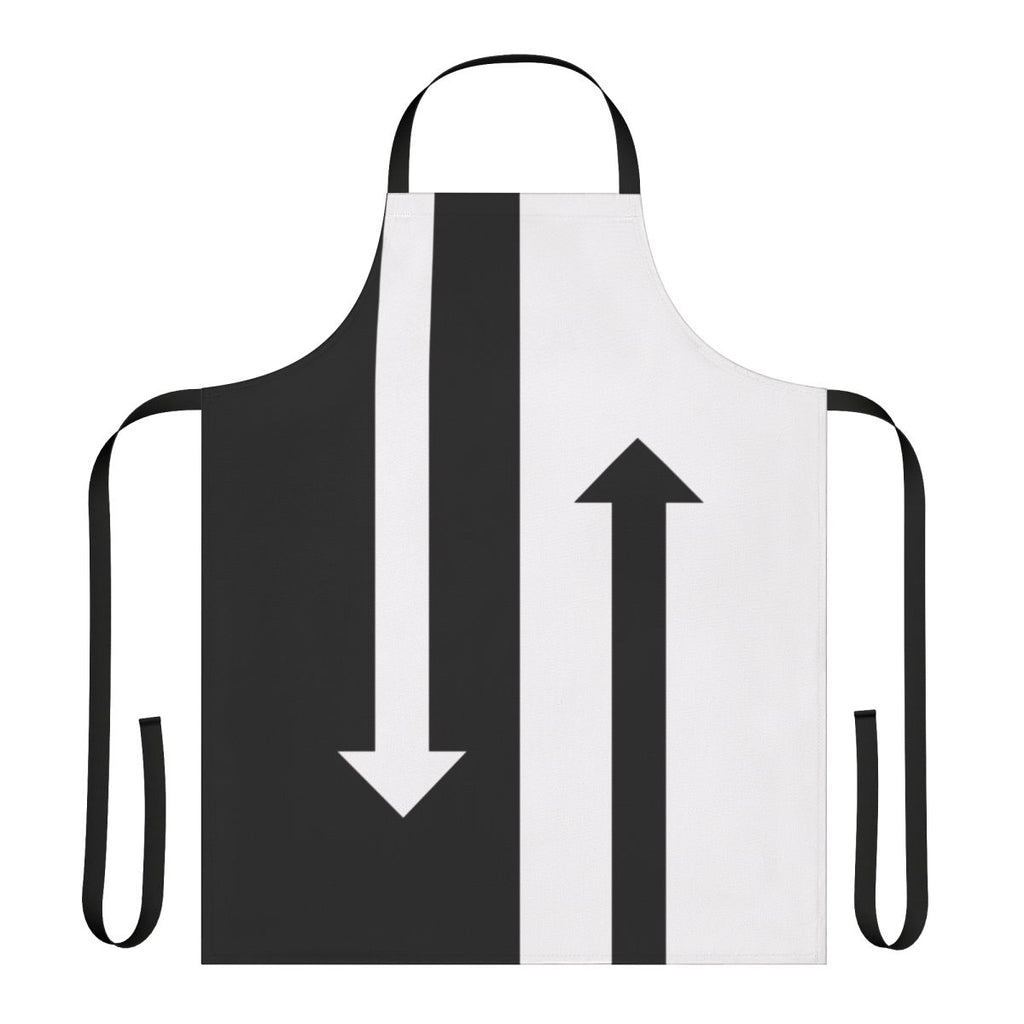 Mod-inspired arrows design apron in black and white